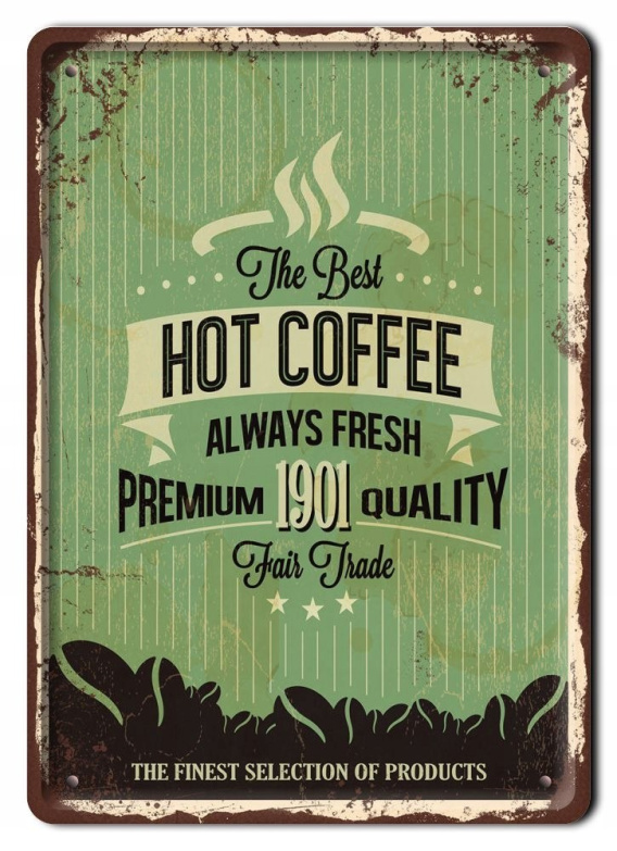 KAWA COFFEE METALOWY SZYLD PLAKAT RETRO 08050 SzyldBaza Pl